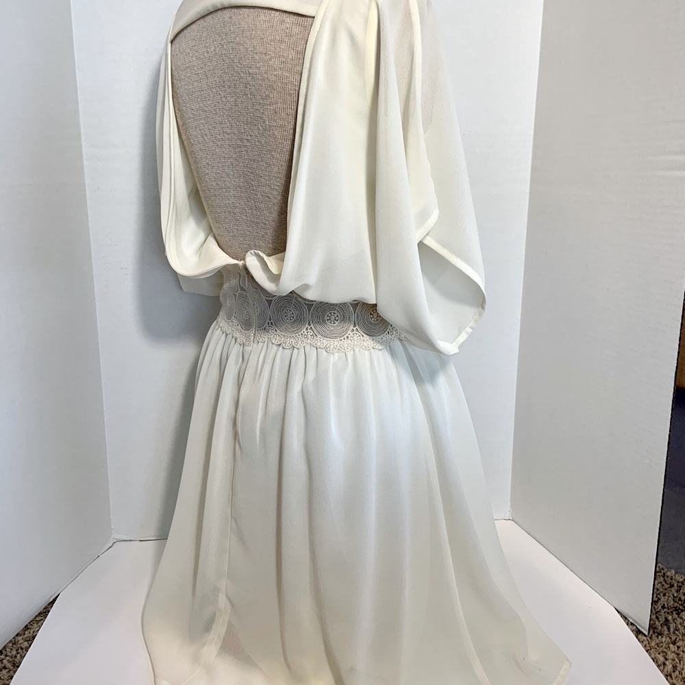 Cream Backless Mini Dress Size L (Fits M) - Elopement, Worn Once
